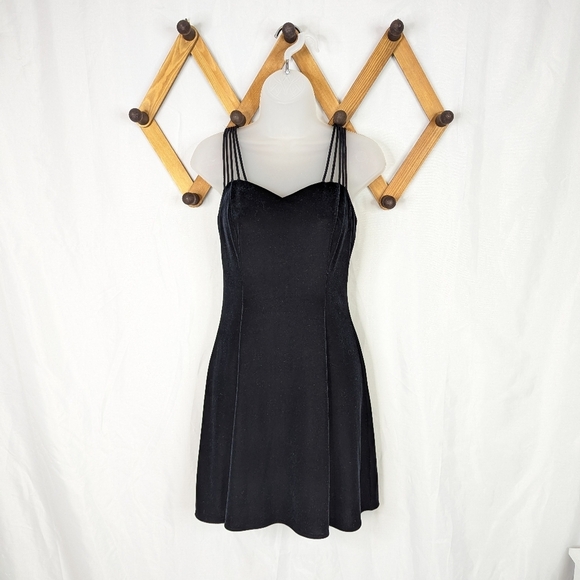 Vintage Dresses & Skirts - Jump Vintage Y2K 90s Velvet Little Black Dress